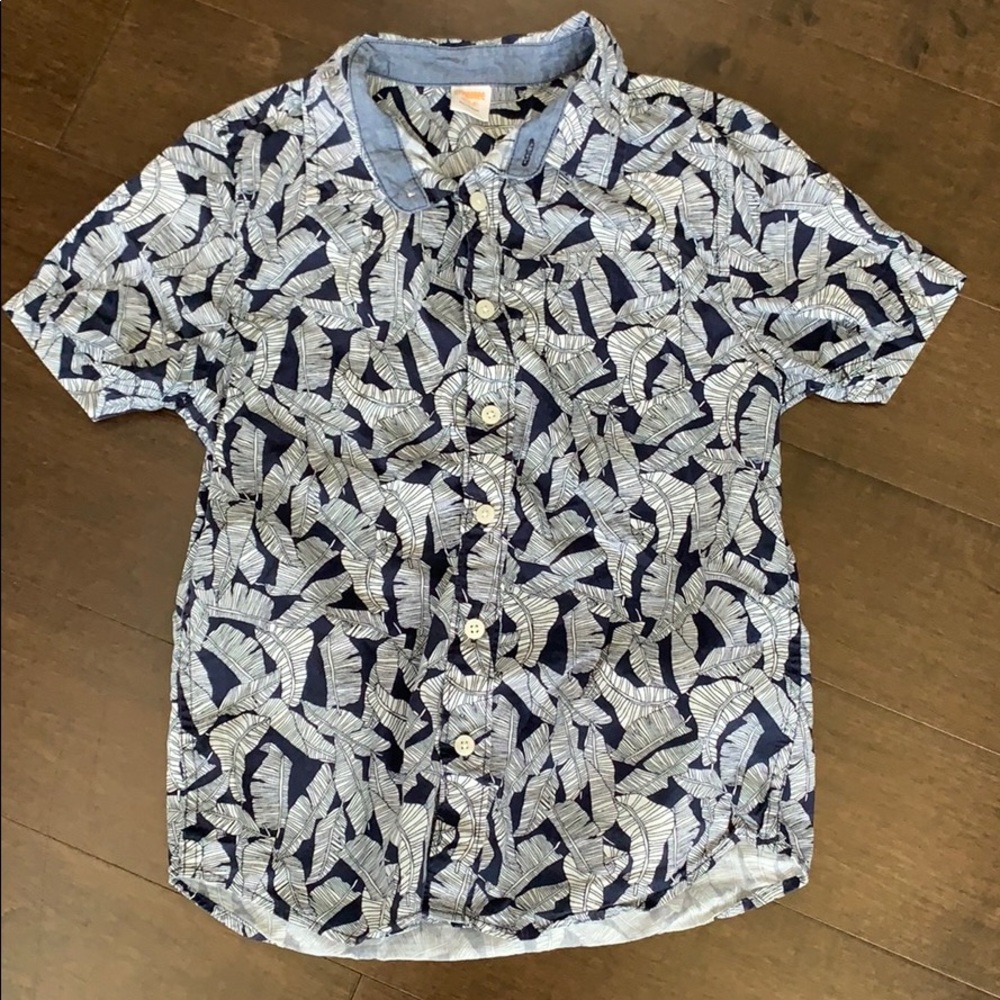 Boys button up tropical print shirt